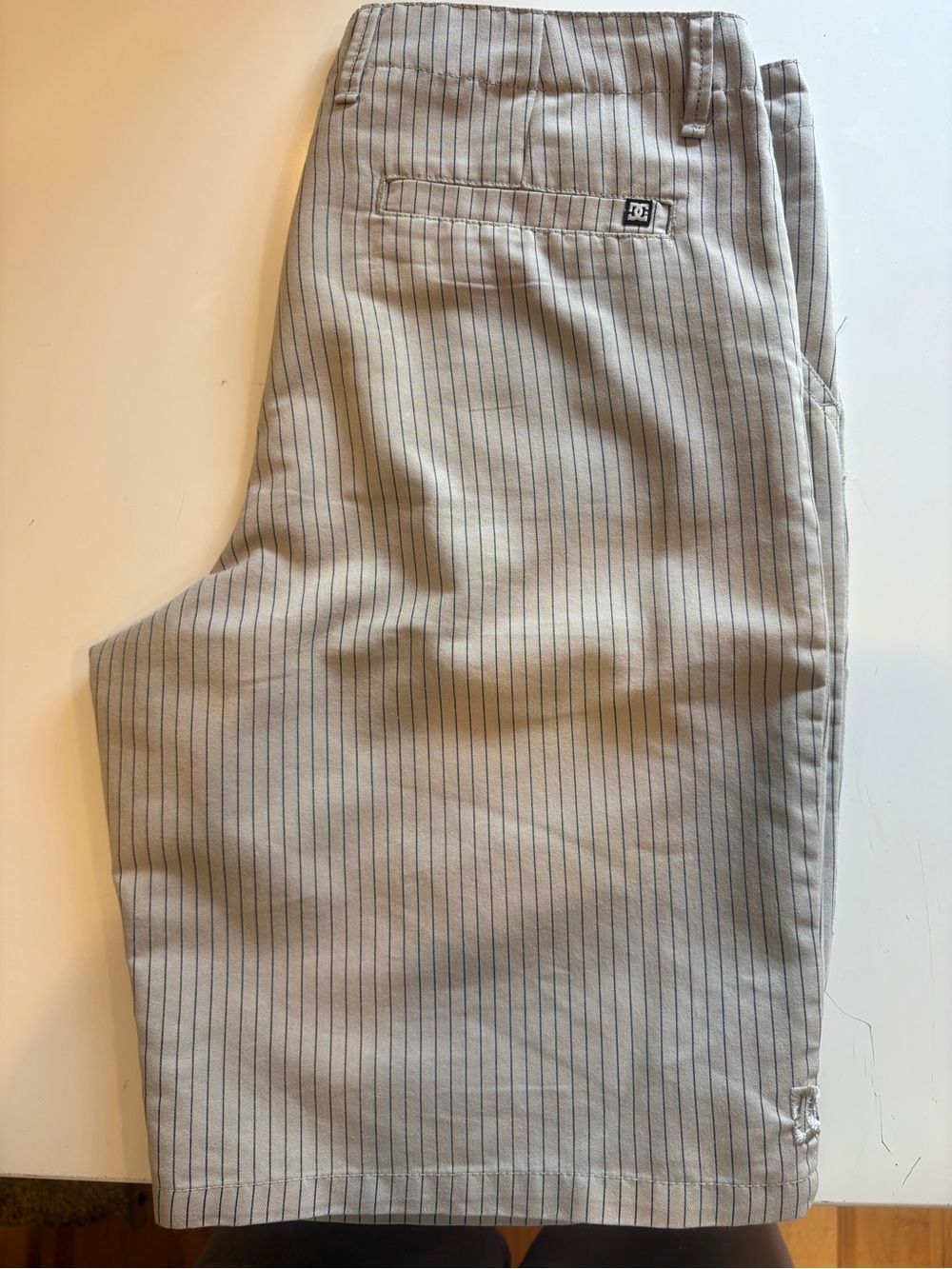 DC Men’s Beige Pinstripe Flat-Front Shorts